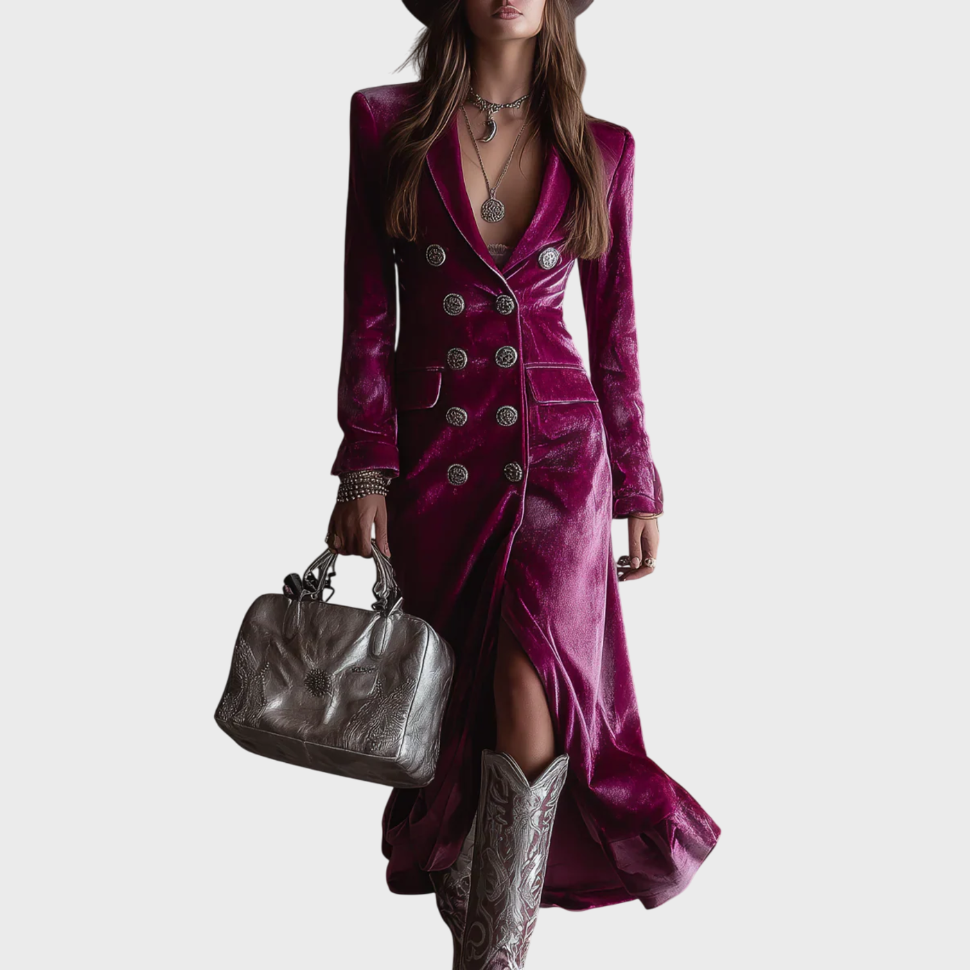 Katalin | Bársony blézer maxiruha